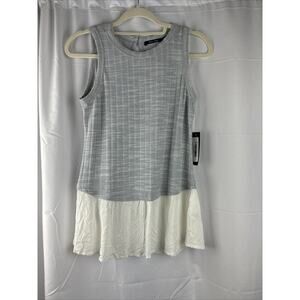 Anthropologie Doe & Rae Picnic in the Park Top Tank‎ Gray Knit White NWT